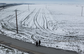 Larisa plain covered with snow