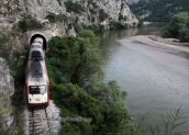 The passengers of the train have a beutifull view of  Nestos river